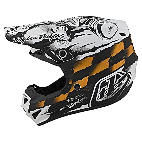 Troy Lee Designs SE4 Polyacrylite Motocross casco w/MIPS Strike - Blanco/Negro (M)