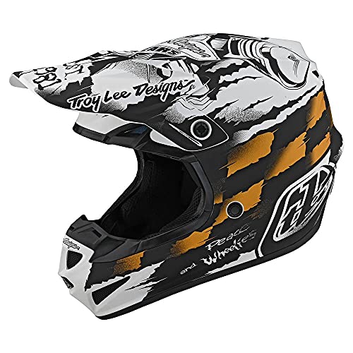 Troy Lee Designs SE4 Polyacrylite Motocross casco w/MIPS Strike - Blanco/Negro (M)