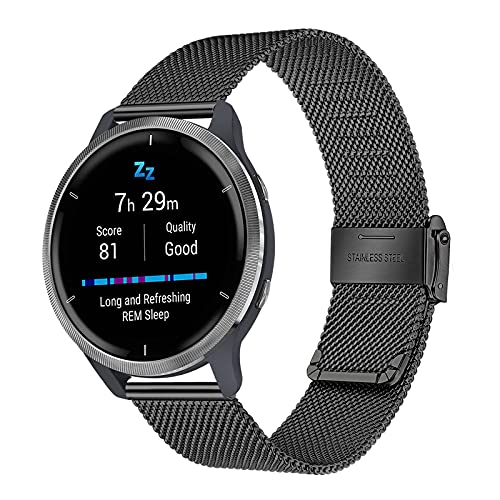 TRUMiRR Compatible con Garmin Venu 2 Correa de Reloj, 22MM Banda de Reloj Tejida de Acero Inoxidable para Garmin Vivoactive 4 45mm/Venu 2 45mm Smartwatch