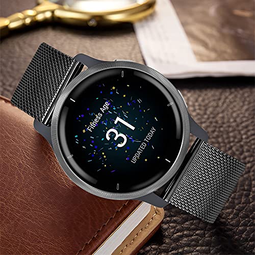 TRUMiRR Compatible con Garmin Venu 2 Correa de Reloj, 22MM Banda de Reloj Tejida de Acero Inoxidable para Garmin Vivoactive 4 45mm/Venu 2 45mm Smartwatch