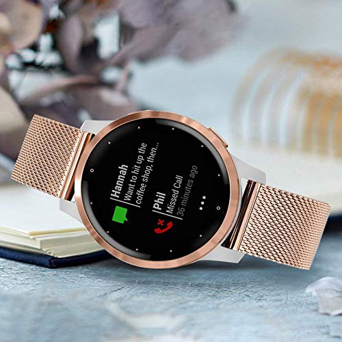 TRUMiRR Reemplazo para Garmin Vivomove 3S Correa de Reloj de Mujer, 18mm Banda de Reloj de Acero Inoxidable de Malla Tejida Pulsera de Correa de liberación rápida para Garmin Vivoactive 4S 40mm