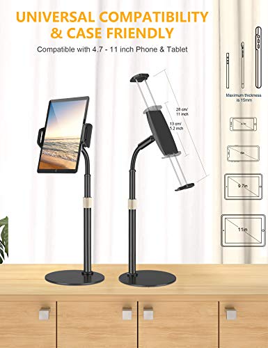 TRYONE Soporte Tablet, Multiángulo Soporte Tablet - Altura Ajustable, Rotación de 360 Grados, con Clip Retráctil y Brazo Flexible para iPad, Switch, Samsung, Todos Los Teléfonos y Tablets de 12-28cm