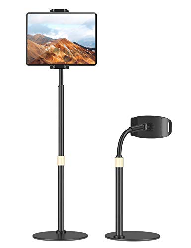 TRYONE Soporte Tablet, Multiángulo Soporte Tablet - Altura Ajustable, Rotación de 360 Grados, con Clip Retráctil y Brazo Flexible para iPad, Switch, Samsung, Todos Los Teléfonos y Tablets de 12-28cm