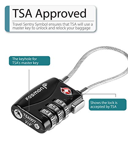 TSA Aprobado candados para el Equipaje, Fosmon Códigos de candado de combinación de 3 dígitos para el Bolso del Recorrido, el Caso del Juego, los armarios, el Gym, Las cerraduras de la Bici o el Otro