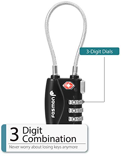 TSA Aprobado candados para el Equipaje, Fosmon Códigos de candado de combinación de 3 dígitos para el Bolso del Recorrido, el Caso del Juego, los armarios, el Gym, Las cerraduras de la Bici o el Otro