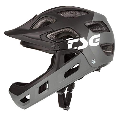 TSG Seek Youth FR - Casco Integral con mentonera Desmontable para ciclis/VAE/Bike/Bicicleta Niños Jóvenes Unisex, Negro, XXS/XS (52-56 cm)