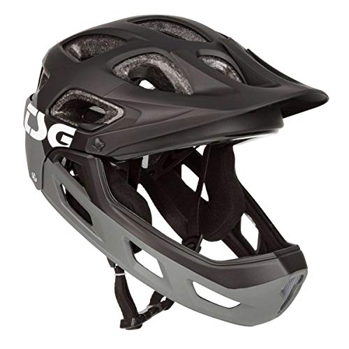 TSG Seek Youth FR - Casco Integral con mentonera Desmontable para ciclis/VAE/Bike/Bicicleta Niños Jóvenes Unisex, Negro, XXS/XS (52-56 cm)