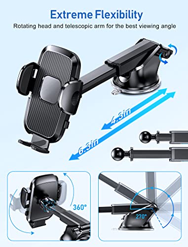 TSRYRLR Soporte Movil Coche, 3 en 1con Ventosa Fuerte Soporte Coche Movil,Rejilla del Aire Ventilación/Salpicadero/Parabrisas Soporte Móvil para Coche, 360° Rotación Sujeta Porta Movil Coche