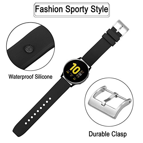 TStrap Correa Reloj Silicona 20mm - Negro Suave Impermeable Correa de Goma de Liberación Rápida – Estilo Militar Correas de Relojes Inteligentes Deportivo para Hombres Mujeres - 18mm 22mm