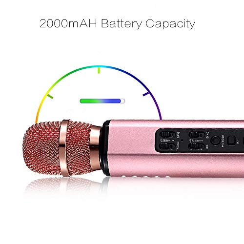 TT GO Actualice el Sistema inalámbrico de Altavoces de micrófono Bluetooth para niños y Adultos, Sistema de Karaoke portátil con batería de Gran Capacidad de 2000mAh, cumpleaños,Rosado