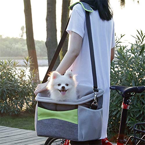 TTBD Portable Cesta Perro Bicicleta, Bicicletas Perro Frente del Portador con El Pequeño Perro Bolsillos De Los Asientos Llevan La Cesta De La Bici Bolsa Al Aire Libre (Gris)