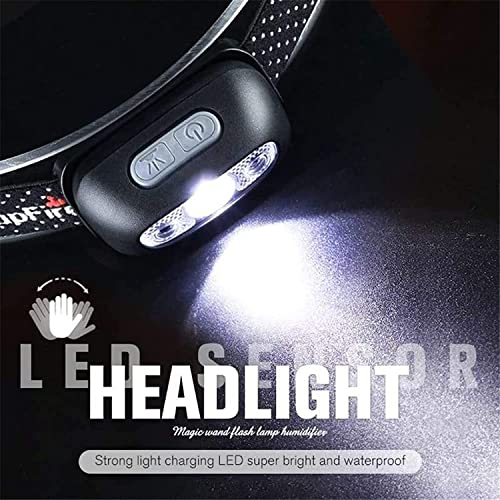 TTCPUYSA 2021 Super Bright Light Sensor Mini LED Headlamp,Motion Sensor Headlamp Flashlight,with 8 Modes for Camping Hiking Hunting Fishing (1pcs)