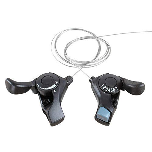 TTFLY Manetas de cambio de bicicleta, 1 par de palancas de cambio de palanca de cambios de 3 x 7 para Moutain Bike Combo con cables de cambio interior, accesorios de bicicleta