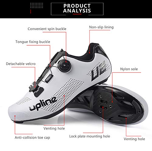 TTW Zapatillas Ciclismo de Carretera para Hombres y Mujeres Zapatillas Bicicleta de Spinning Ultraligeras Antideslizantes Profesionales con Autobloqueo con Banda Reflectante 2020 Nuevas,Rojo,41