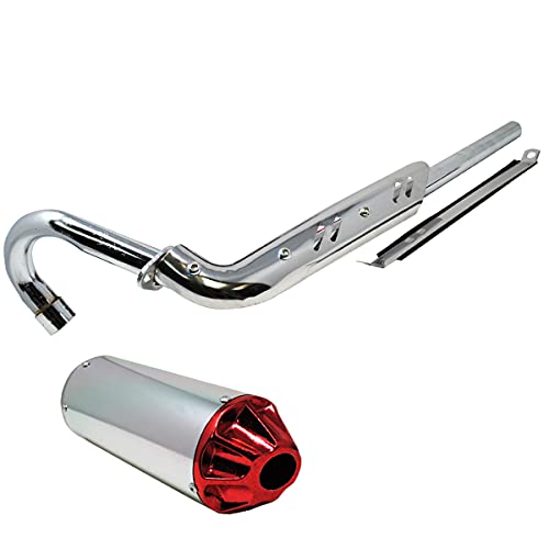 TUBO DE ESCAPE + SILENCIADOR PARA DIRT BIKE PIT BIKE 49cc (Rojo)