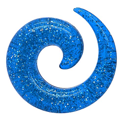 Tumundo® Espirales 8 Piezas Conjunto Espiral Estiramiento Caracol Plástico Acrílico Brillo Piercing Oreja, Farbe2:glitter hellblau/light blue/blue clair - 6mm