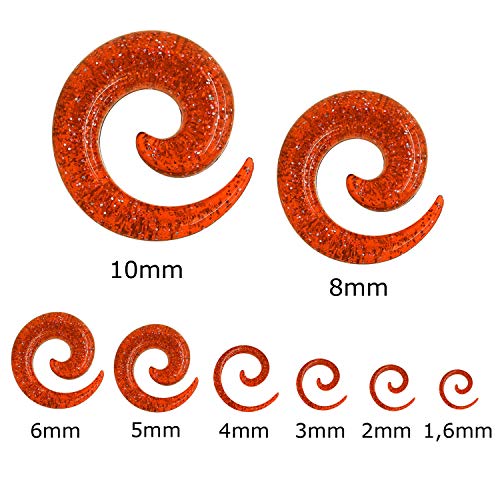 Tumundo Espirales 8 Piezas Conjunto Espiral Estiramiento Caracol Plástico Acrílico Brillo Piercing Oreja, variante:naranja