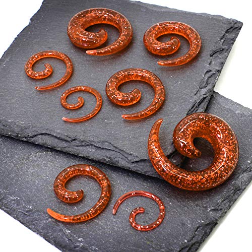 Tumundo Espirales 8 Piezas Conjunto Espiral Estiramiento Caracol Plástico Acrílico Brillo Piercing Oreja, variante:naranja