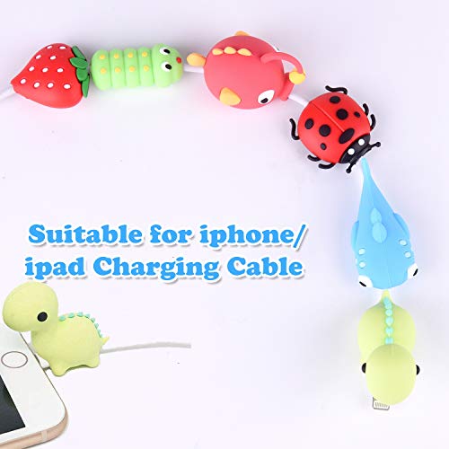 TUPARKA 18 Pcs Protector de Cable de Cargador,Cable USB Lightning, Fish Dinosaur Animals Protector de Cable para iPhone iPad,Todos los Móviles