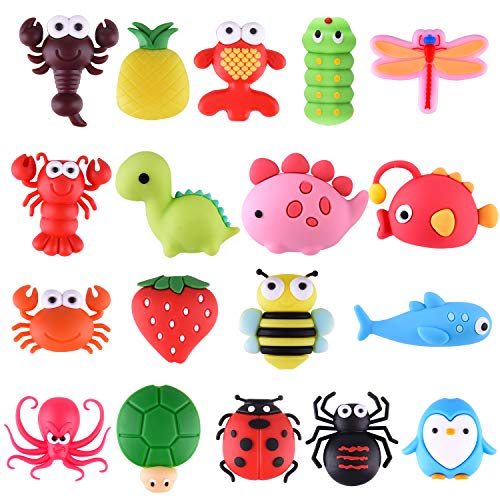 TUPARKA 18 Pcs Protector de Cable de Cargador,Cable USB Lightning, Fish Dinosaur Animals Protector de Cable para iPhone iPad,Todos los Móviles