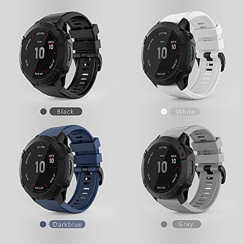 TUSITA [4 Piezas] QuickFit 26mm Correa Compatible con Garmin Fenix 3 HR Sapphire, Fenix 5X Plus 6X Pro Sapphire Solar, Foretrex 601 701 - Banda de Silicona de Repuesto - Accesorios para Smart Watch