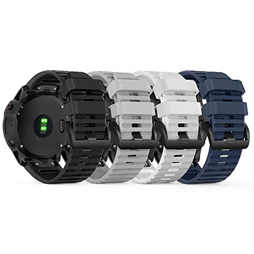 TUSITA [4 Piezas] QuickFit 26mm Correa Compatible con Garmin Fenix 3 HR Sapphire, Fenix 5X Plus 6X Pro Sapphire Solar, Foretrex 601 701 - Banda de Silicona de Repuesto - Accesorios para Smart Watch