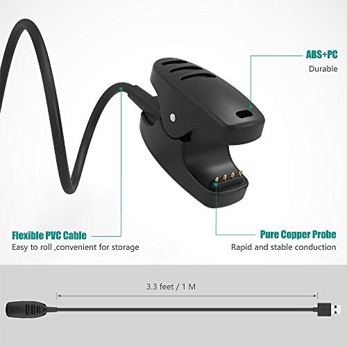 TUSITA Cargador para Suunto 3 Fitness, Suunto 5, Traverse, Kailash, Spartan Trainer, Ambit 1 2 3 - Cable de Carga USB Clip Cradle 100cm - Accesorios para Smartwatch