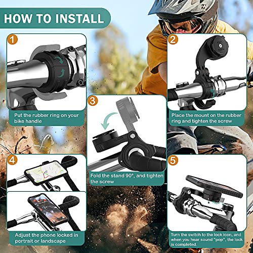 TUSITA MTB Soporte de Bicicleta para Celulares - Bicicleta Manillar de Ciclismo 25,4mm 31,8mm Bracket Quad Tab Twist Lock Cradle Holder - Bicicleta Mount Road MTB Accesorios