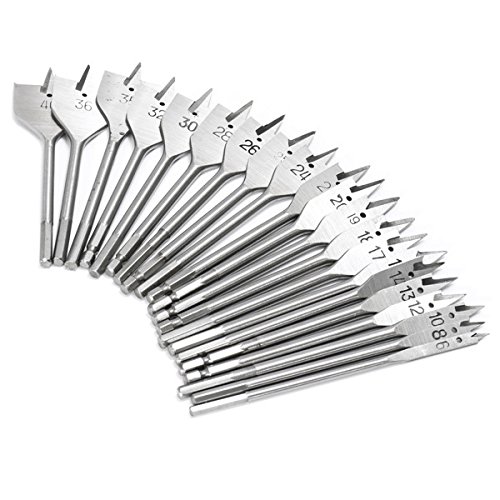 TuToy Broca de madera de pala plana de 6-40 mm con vástago hexagonal Broca de pala para trabajar la madera Cortador de orificios - 17 mm