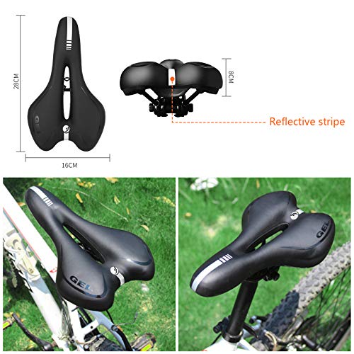 TWBEST Sillín Bicicleta, Sillín de Bici de Gel, Sillin Bicicleta Montaña, Cojín de Asiento de Bici de Gel Ergonómico y Cómodo, Impermeable y Transpirable para MTB,Bicicleta de Carretera