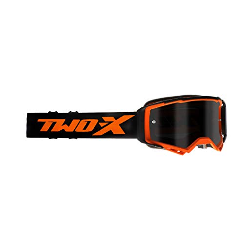 TWO-X ATOM FURY - Gafas de motocross tintadas en negro, protección nasal para motocross, enduro, cristal de espejo, antiarañazos, gafas protectoras MX