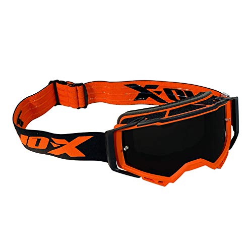 TWO-X ATOM FURY - Gafas de motocross tintadas en negro, protección nasal para motocross, enduro, cristal de espejo, antiarañazos, gafas protectoras MX
