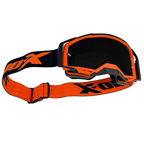 TWO-X ATOM FURY - Gafas de motocross tintadas en negro, protección nasal para motocross, enduro, cristal de espejo, antiarañazos, gafas protectoras MX