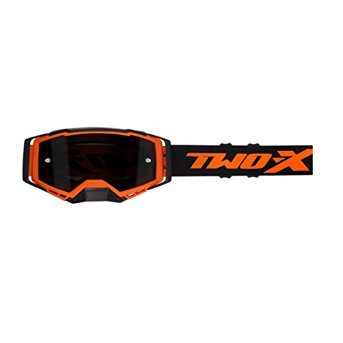 TWO-X ATOM FURY - Gafas de motocross tintadas en negro, protección nasal para motocross, enduro, cristal de espejo, antiarañazos, gafas protectoras MX