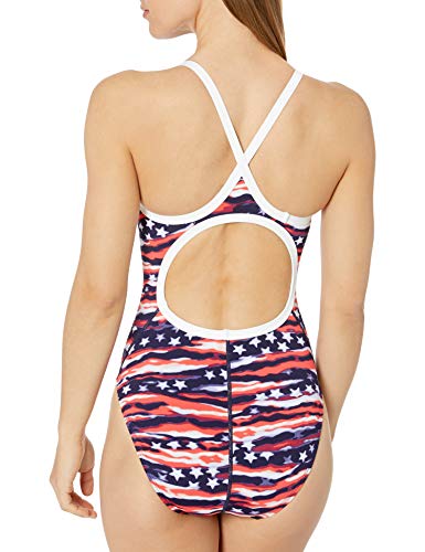 TYR All American Female Training Diamondfit Durafast One - Bañador de Entrenamiento para Mujer, Mujer, Traje de baño de Entrenamiento, DAAM7A 636 26, Rojo, Blanco y Azul, 26