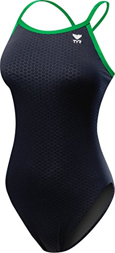 TYR Bañador Hexa Diamondfit para Mujer, Mujer, Traje de baño de una Pieza, DHEX7A, Negro/Verde, 46