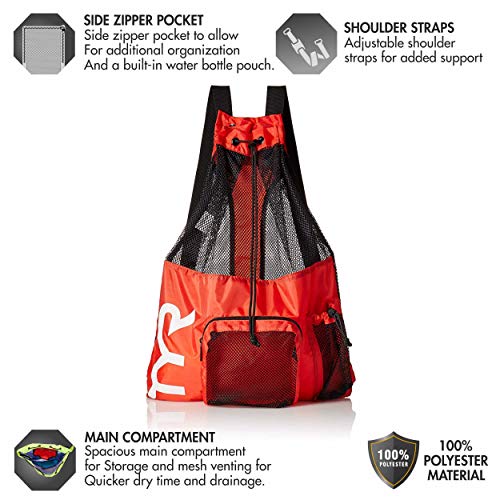 TYR Big Mesh Mummy - Bolsa de deporte unisex para adulto, color rojo, talla única