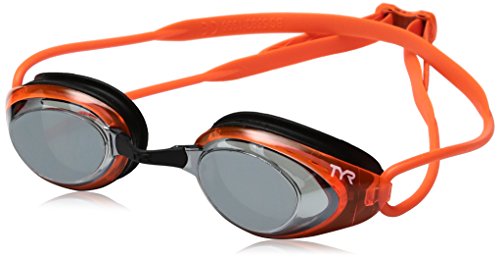 TYR Blackhawk Racing - Gafas de natación unisex para adultos, polarizadas, de perfil bajo, color plateado, naranja, negro, tamaño mediano