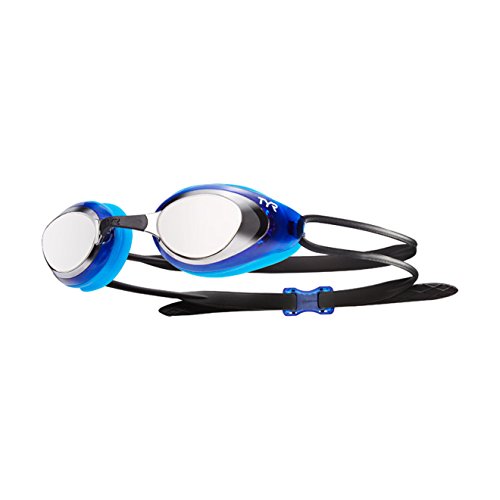 TYR - Gafas de natación con Espejo de Perfil bajo, Unisex Adulto, Color Silver/Blue/Black, tamaño Medium