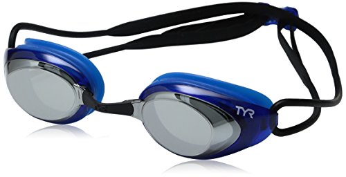 TYR - Gafas de natación con Espejo de Perfil bajo, Unisex Adulto, Color Silver/Blue/Black, tamaño Medium
