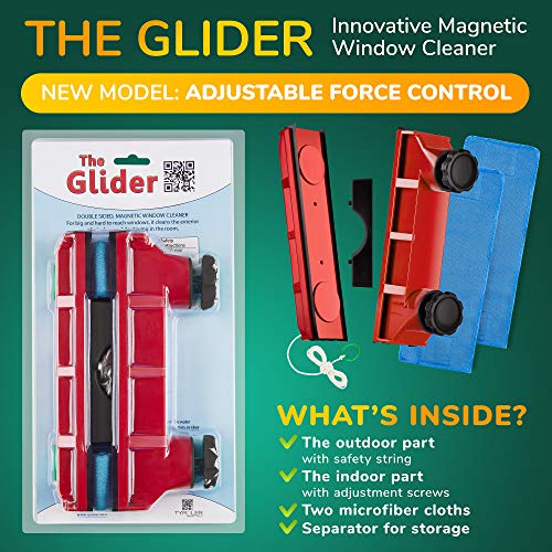 Tyroler Bright Tools - Limpiacristales Magnético The Glider D-2 AFC - Limpiador de Ventanas para Interior y Exterior | Acristalamiento Simple o Doble 2-18 mm | Potencia de Imán Ajustable