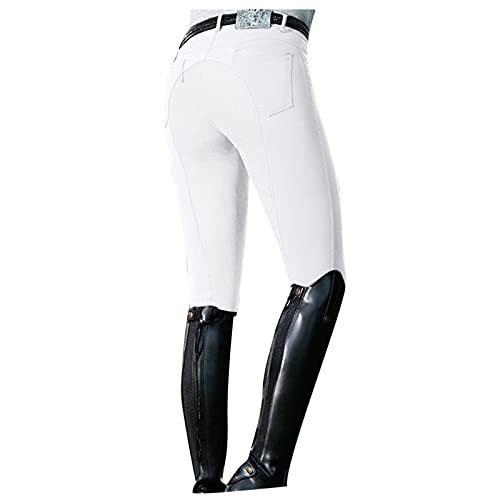 TYTUOO Medias de equitación Ecuestre para montar a caballo Silicona Grip Asiento completo Jodhpurs Pantalones Ecuestres Pantalones Activos Ventilados Pantalones Montar Medias, A-blanco, S