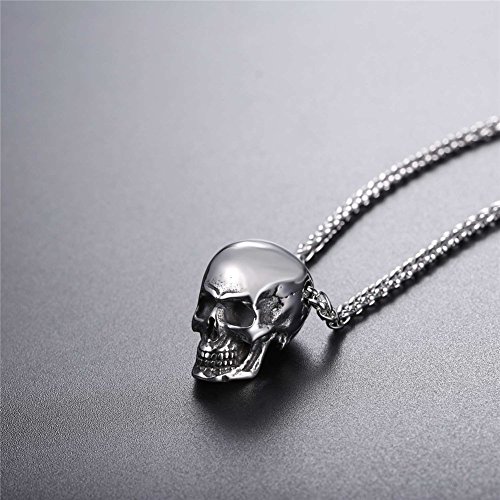 U7 Collar con Colgante de Cabeza de Calavera de Halloween, Acero Inoxidable, diseño de Ciclista gótico para Hombres y Mujeres, Regalo Punk