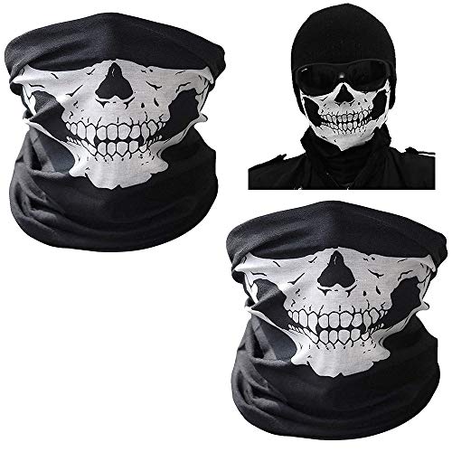 UBERMing 2 Piezas Máscara de Calavera Pasamontañas Bandana de Calavera Máscara Mágica para Halloween Motocicletai Máscara para Moto Bici Senderismo Camping