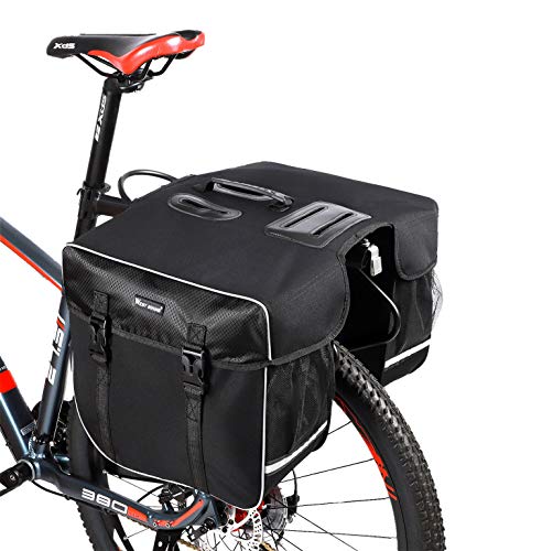 UBORSE Alforja Doble Bicicleta Bolsa para Rejilla Trasera para Bicicleta con Cubierta para Lluvia 30L Bolsa de Almacenamiento para Ciclismo Impermeable