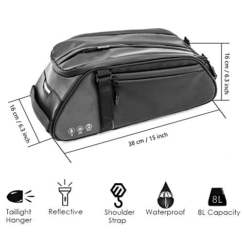 UBORSE Bolsa Trasera para Bicicleta Impermeable Bolsa para Alforjas para Bici Multifuncional Ciclismo Alforjas para Maletero Bolsa de Almacenamiento,8L