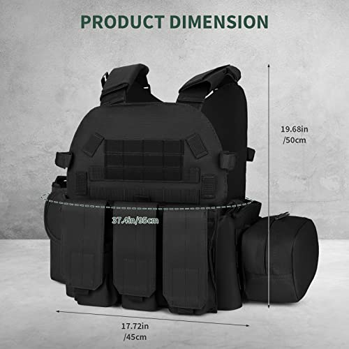 UBORSE Chaleco Táctico Militar MOLLE Traje de Ejército de Campo de Paintball con Protector Ajustable Chaleco Gaming Equipo de Protección para la Caza Disfraz de Policía