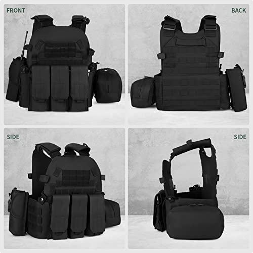 UBORSE Chaleco Táctico Militar MOLLE Traje de Ejército de Campo de Paintball con Protector Ajustable Chaleco Gaming Equipo de Protección para la Caza Disfraz de Policía