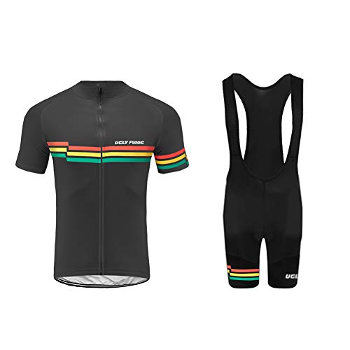 UGLY FROG Bike Wear- Mens Ciclismo Jersey Team Ciclismo Ropa Jersey Bib Shorts Kit Camisa de Secado rápido Ropa al Aire Libre de la Bicicleta