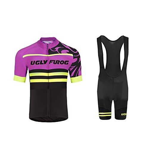 UGLY FROG Ciclismo Maillot Hombres Jersey y Pantalones Cortos Bib Mangas Cortas de Ciclismo Ropa Maillot Transpirable para Deportes al Aire Libre Ciclo Bicicleta DXMZ06